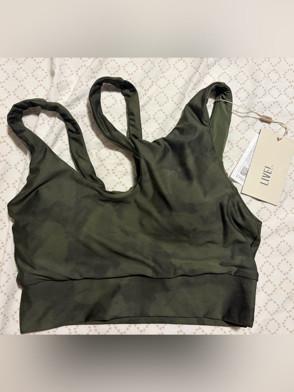 LIVE! Women's Olive Green Camouflage Sports Crop Top
